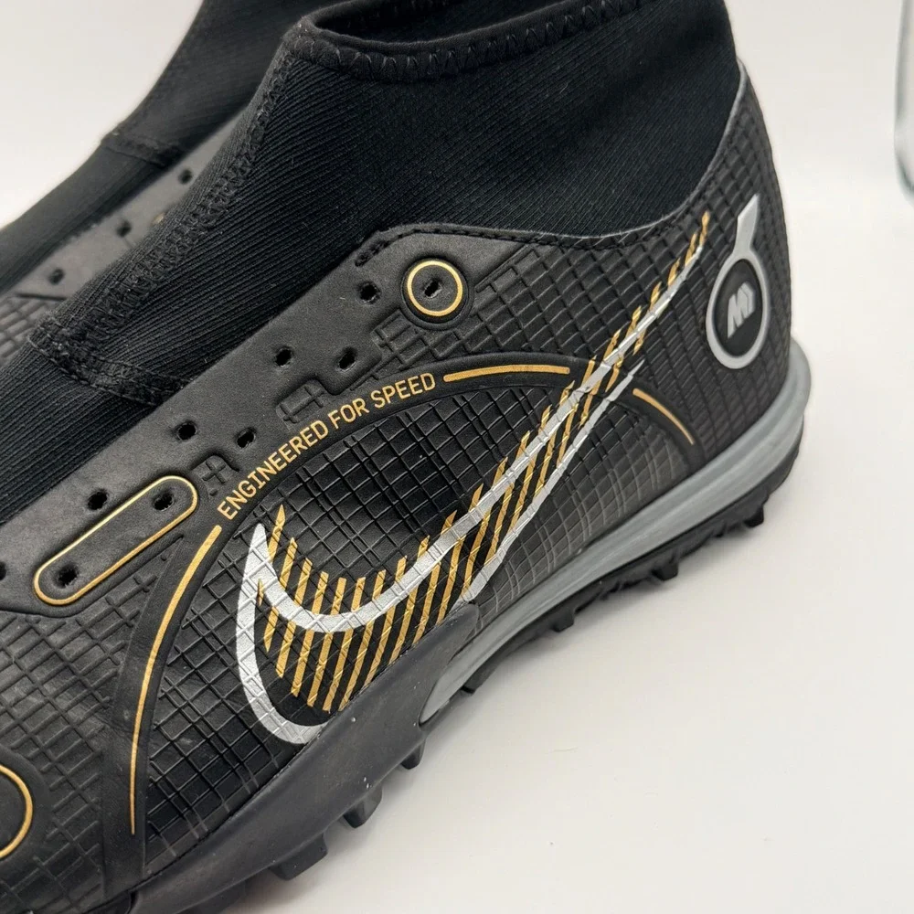Nike Mercurial Superfly 8 Academy TF Black Gold Soccer Cleats Men 9.5